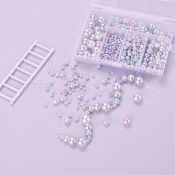497Pcs 5 Style Rainbow ABS Plastic Imitation Pearl Beads&nbsp;OACR-YW0001-07F