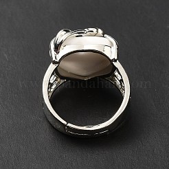 Natural Howlite Adjustable Rings&nbsp;RJEW-P043-03P-10