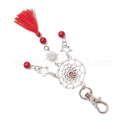 Natural & Dyed Malaysia Jade Bead & Alloy Pendant Decoration&nbsp;HJEW-JM02936-02