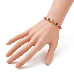 Natural Multicolor Tourmaline Cube Beads Slider Bracelets&nbsp;BJEW-JB13345-01