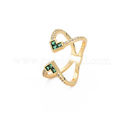 Criss Cross Clear Cubic Zirconia Cuff Ring&nbsp;RJEW-T016-36G-01