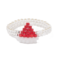 Christmas Glass Seed Beads Finger Rings for Women&nbsp;RJEW-MZ00029-03