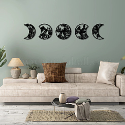 Wood Moon Phase Pendant Decoration&nbsp;HJEW-WH20013-001