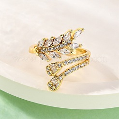 Brass Micro Pave Clear Cubic Zirconia Finger Rings for Women&nbsp;RJEW-U047-09G