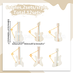 12Pcs 6 Styles Unfinished Wooden Guitar Pendants for Painting Arts&nbsp;WOOD-ME0001-22