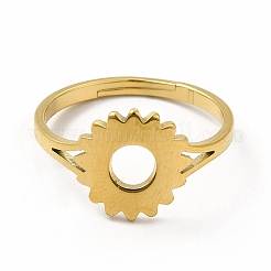 Ion Plating(IP) 304 Stainless Steel Sunflower Adjustable Ring for Women&nbsp;RJEW-B027-17G