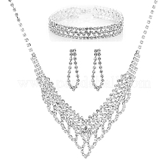 Teardrop Alloy Crystal Rhinestone Bracelets & Earrings & Necklaces Sets&nbsp;FS-WG0D05A-02