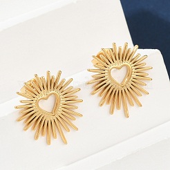 Ion Plating(IP) 304 Stainless Steel Hollow Out Heart Stud Earrings for Women&nbsp;EJEW-E271-02G