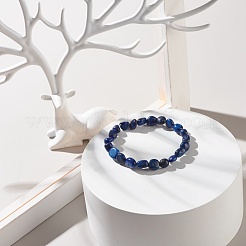 Natural Lapis Lazuli Nuggets Beads Stretch Bracelet&nbsp;BJEW-JB07145-03