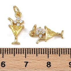 Brass Micro Pave Cubic Zirconia Pendants&nbsp;KK-I358-059G