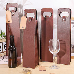 4Pcs PU Leather Single Wine Bottle Tote Carrier Bags&nbsp;CON-CA0001-028A