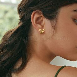 1 Pair 304 Stainless Steel Bowknot Stud Earrings&nbsp;EJEW-SZ0002-06G