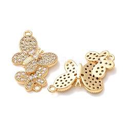 Brass Micro Pave Clear Cubic Zirconia Connector Charms&nbsp;CU-CBA4579-01G-C