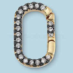 4Pcs Brass Micro Pave Clear Cubic Zirconia Spring Gate Rings&nbsp;KK-SC0006-37