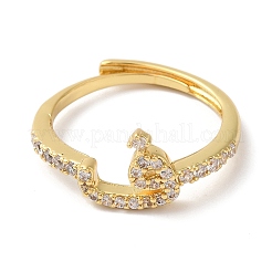 Rack Plating Brass Cubic Zirconia Arabic Letters Adjustable Rings for Women&nbsp;RJEW-S407-10G-09