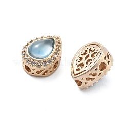 Brass Light Sky Blue Glass Teardrop Multi-Strand Links&nbsp;KK-B125-09G