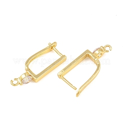 Brass Micro Pave Cubic Zirconia Hoop Earring Findings&nbsp;CU-CBAB5B4-02G