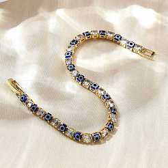 Brass Enamel Link & Charm Bracelets&nbsp;BJEW-Z094-02G-03B