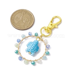 Tortoise Porcelain & Wire Wrapped Glass Bead Pendant Decorations&nbsp;HJEW-JM01914
