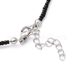 Natural Pearl Pendant Necklace with Glass Beaded Chains&nbsp;NJEW-M201-01B