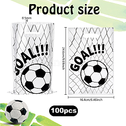 100Pcs Football Print Plastic Gift Bags with Die Cut Hole Handle&nbsp;ABAG-WH0045-101A