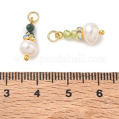 3Pcs 3 Styles Faceted Natural Peridot & Moss Agate & Natural Green Aventurine and Potato Pearl Pandants&nbsp;PALLOY-JF06048-03