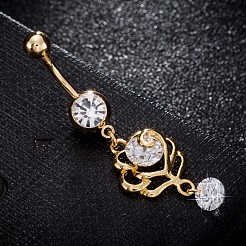 Brass Cubic Zirconia Navel Ring&nbsp;AJEW-EE0004-15