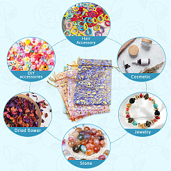 50Pcs 10 Colors Rose Printed Organza Drawstring Bags&nbsp;OP-TA0001-15B