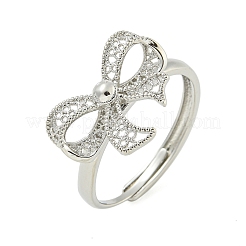 Bowknot Brass Adjustable Rings for Women&nbsp;RJEW-M016-09P