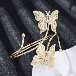 Butterfly Alloy Arm Cuff Bangles for Girl Women&nbsp;LS-AJEW-A063-01H-G
