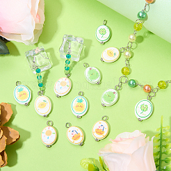 12Pcs 6 Styles Handmade Printed Porcelain Pendants&nbsp;PALLOY-SW00121
