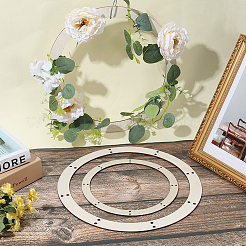 4Pcs 2 Styles Unfinished Wooden Hanging Wreath Frame&nbsp;WOCR-WR0001-04