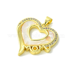 Mother's Day Brass Micro Pave Clear Cubic Zirconia Pendants&nbsp;KK-H472-13G-05