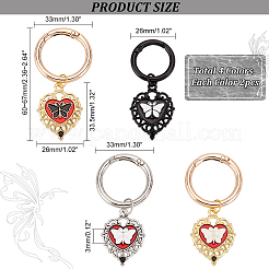 8Pcs 4 Styles Heart with Butterfly Alloy Enamel Shoe Charms&nbsp;HJEW-AB00731