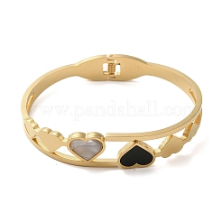 304 Stainless Steel Enamel Heart Hinged Bangles&nbsp;BJEW-E099-03G