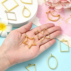 20Pcs 10 Styles Rack Plating Alloy Open Back Bezel Pendants&nbsp;FIND-YW0005-29