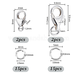 34Pcs 4 Style 925 Sterling Silver Lobster Claw Clasps&nbsp;STER-GA0001-20