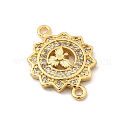Brass Micro Pave Clear Cubic Zirconia Flower Connector Charms&nbsp;KK-I360-008G-01