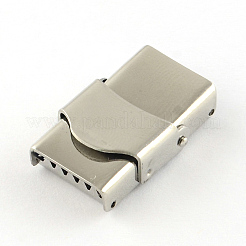 Tarnish Resistant Smooth Surface 201 Stainless Steel Watch Band Clasps&nbsp;STAS-R063-79