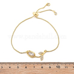 Brass Micro Pave Clear Cubic Zirconia Slider Bracelets&nbsp;BJEW-C089-05G