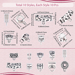 100Pcs 10 Styles Alloy Tube Bails&nbsp;TIBE-SC0002-27