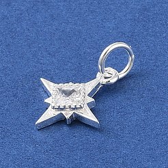 925 Sterling Silver Pave Clear Cubic Zirconia Star Charms&nbsp;STER-K181-01C-S