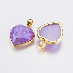 Electroplated Natural Quartz Crystal Pendants&nbsp;G-P366-R12