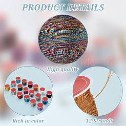 18 Rolls 18 Colors Round Metallic Cord&nbsp;MCOR-BC0001-01B