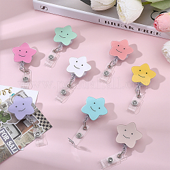 8Pcs 8 Colors Star Acrylic Retractable Badge Reel&nbsp;AJEW-ME0003-38