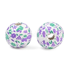 Printed Wood European Beads&nbsp;WOOD-G029-06B