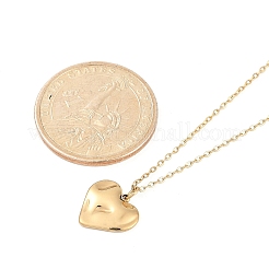 Ion Plating(IP) 304 Stainless Steel Textured Heart Pendant Cable Chain Necklaces for Women&nbsp;NJEW-P320-08G