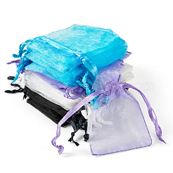 100Pcs 4 Colors Rectangle Organza Drawstring Bags&nbsp;ABAG-TA0002-12