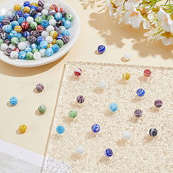 3 Strands Handmade Millefiori Glass Round Beads Strands&nbsp;LK-HY0001-04