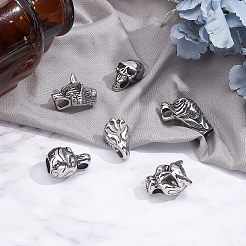 6Pcs 6 Style 304 Stainless Steel Cord Ends&nbsp;STAS-UN0020-92